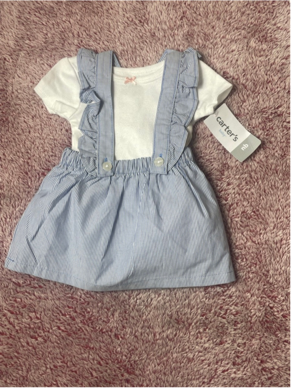 Carter's Newborn girls blue and white skirtall and bodysuit